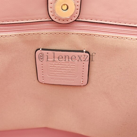 Coach City Tote Bag In Signature Canvas in powder pink color - Picture 9 of 9